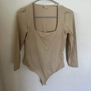 Beige Long Sleeve Bodysuit - Never Worn